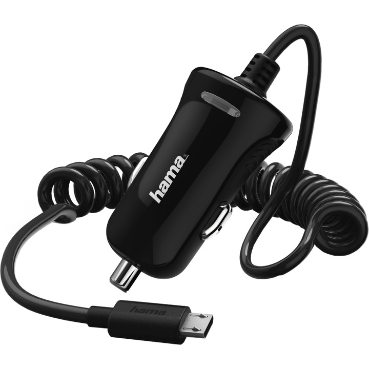 Зарядно устройство за кола Hama micro-USB, 2.4 A, Черно