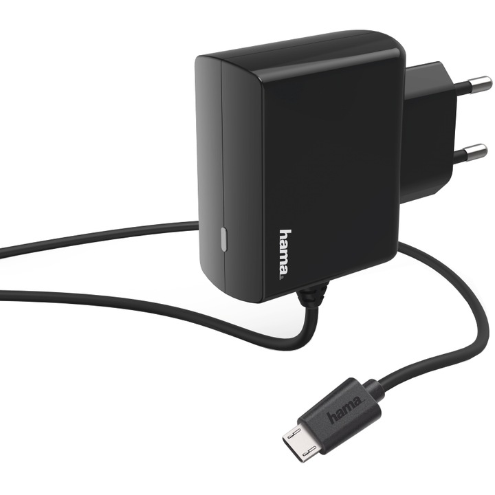 Зарядно устройство Hama micro-USB, 2.4 A, Черно