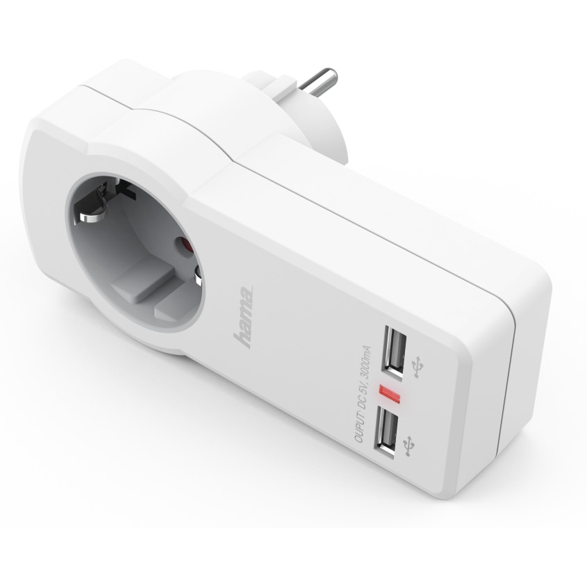 Priza incarcare Hama USB, 3 A, 15 W, Alb