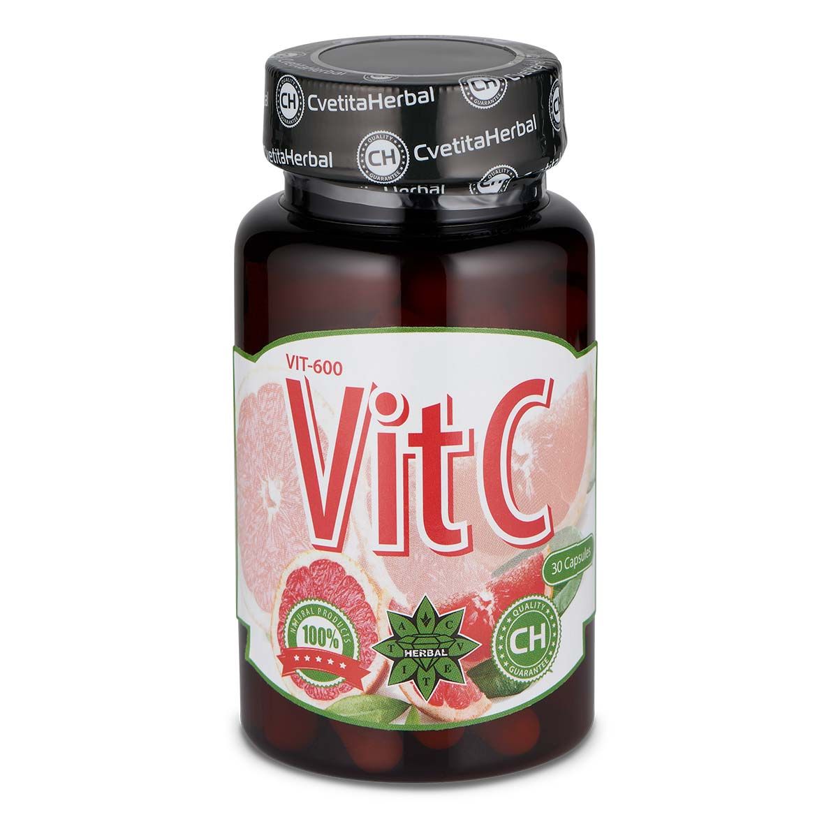 Suplimente alimentare, Cvetita Herbal, vitamina C, 30 capsule, 600 miligrame
