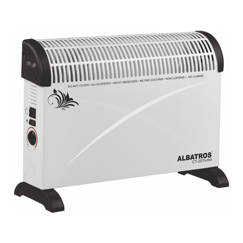Convector electric Albatros, 2000 W, 3 trepte putere, termostat reglabil, functie turbo, Alb