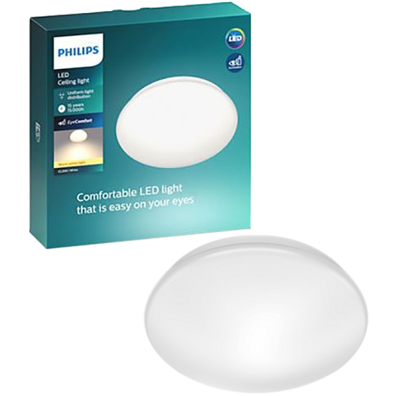 Plafoniera LED integrat Philips CL200, 6W, 600 lm, A+, IP20, lumina alba calda, 22.5 cm, clasa energetica F