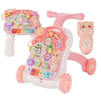 Premergator Interactiv 5 in 1 SWING GO BABY, Dimensiuni 44.0 x 42.0 x 40.0 cm, Activitati in limba engleza, Ajuta la dezvoltarea lingvistica si senzoriala Roz