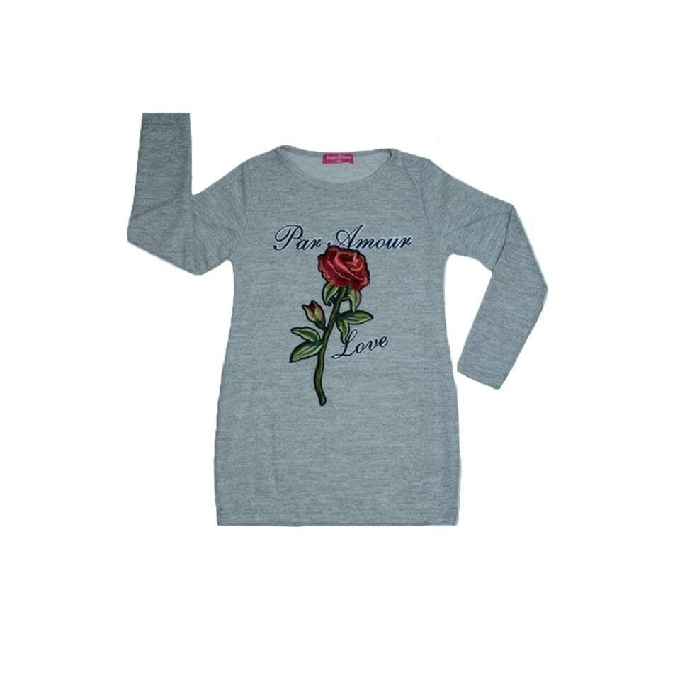 Pulover cu maneca lunga pentru fetite Happy House Q-6317G, Gri, 164