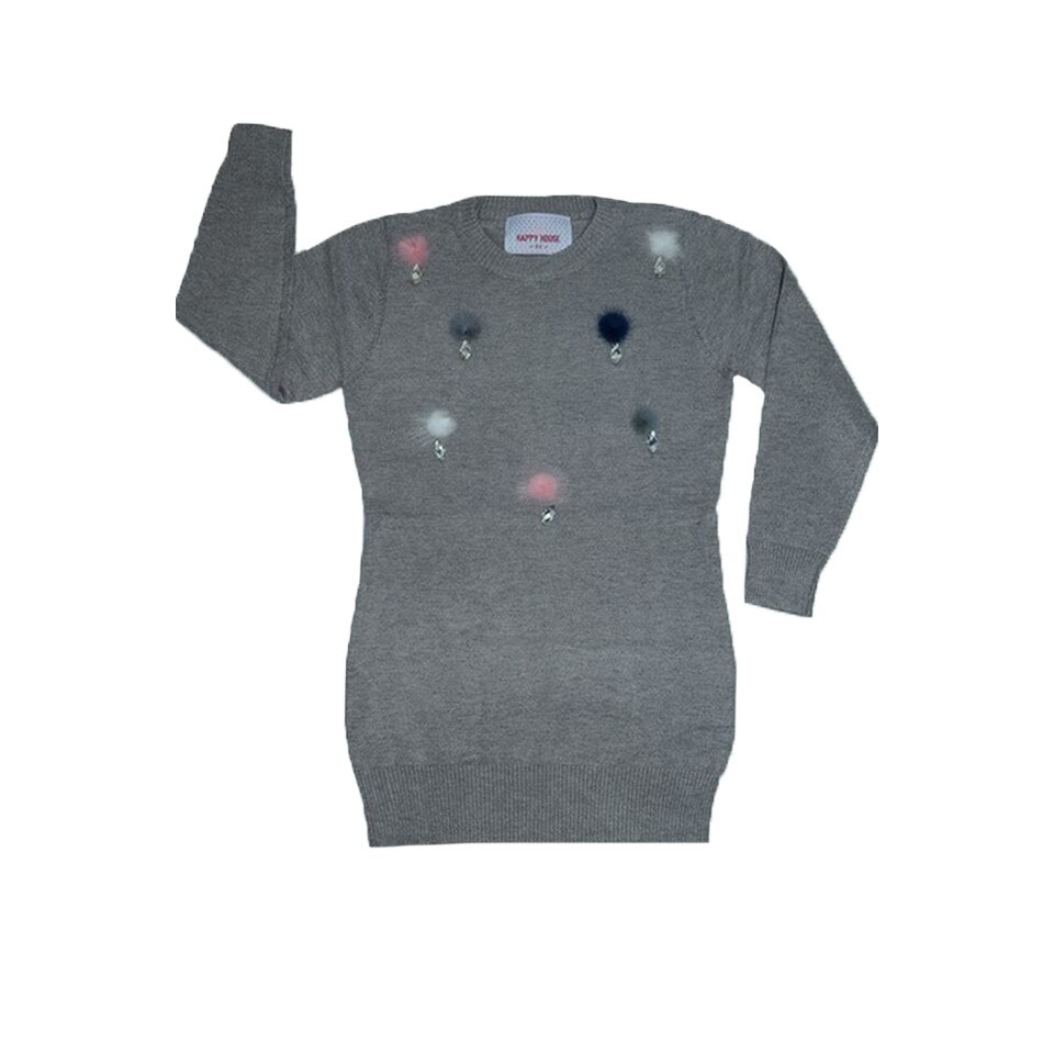 Pulover cu maneca lunga pentru fetite Happy House BL-261G, Gri, 116