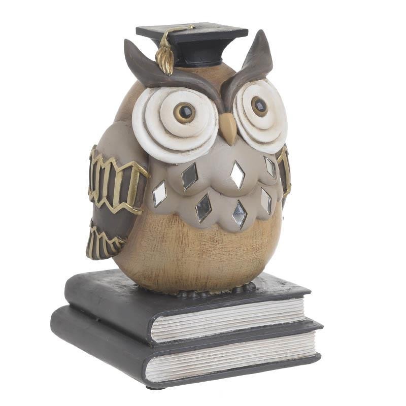 Figurina Bufnita din rasina, multicolor, 10 x 16 cm