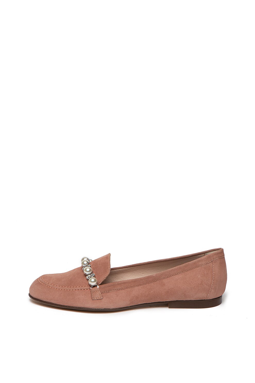 Tosca Blu, Pantofi loafer de piele intoarsa Bali, Roz prafuit, 36
