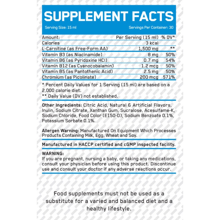 Liquid L-Carnitine + Chromium EVERBUILD Портокал 0.450 kg