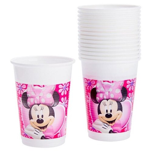 Set 15 pahare din plastic pentru petrecere, model Minnie , 200 ml