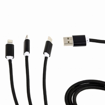 Cablu incarcare Usb 3-in-1 Gembird , negru, 1 m  Cablu incarcare Usb 3-in-1 Gembird , negru, 1 m