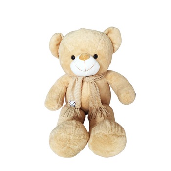 Jucarie de plus, Toys, Ursuletul zambaret cu fular Bej deschis, 120 cm Jucarie de plus, Toys, Ursuletul zambaret cu fular Bej deschis, 120 cm