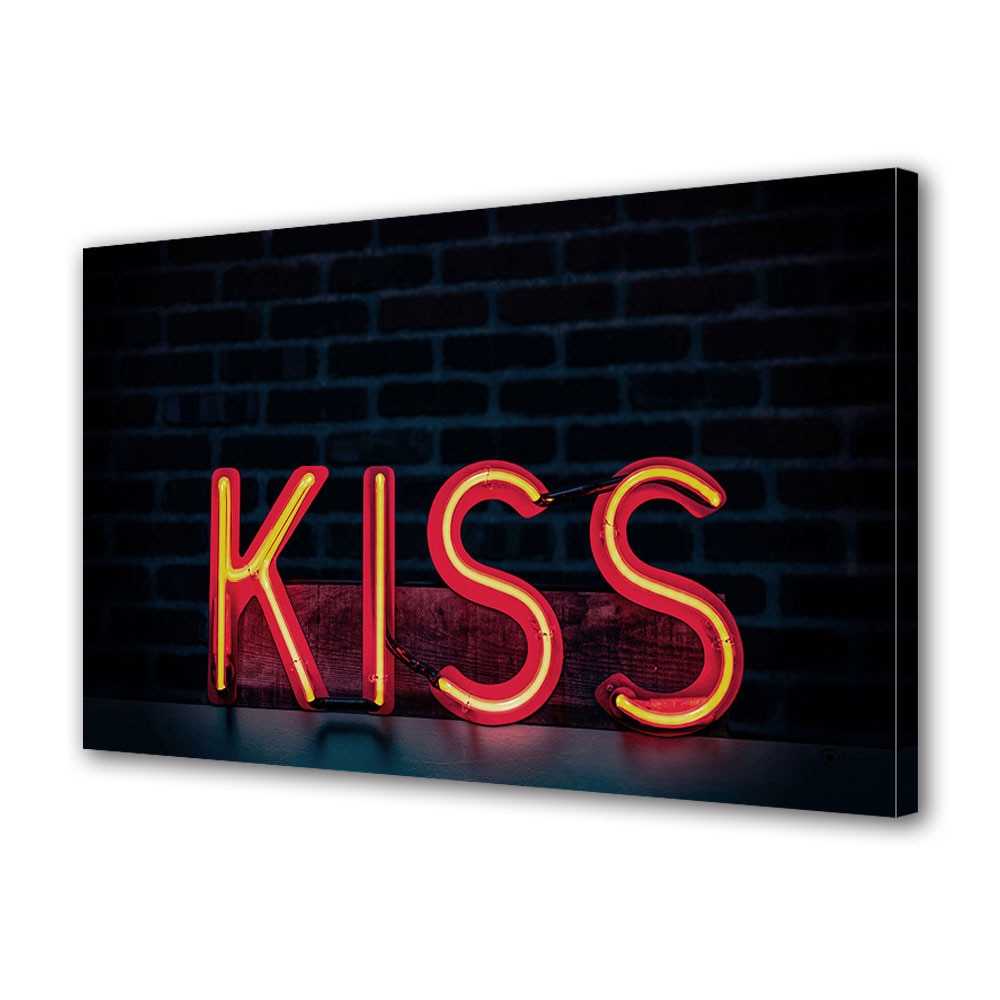 Tablou Canvas Luminos in intuneric VarioView LED, Vday, Sarut luminos, 40 x 60 cm