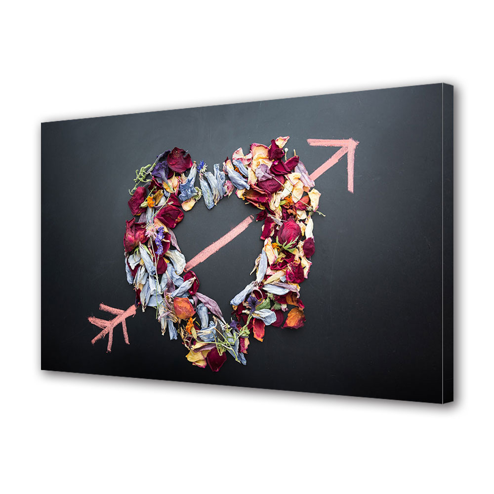 Tablou Canvas Luminos in intuneric VarioView LED, Vday, Inima din floricele, 30 x 45 cm