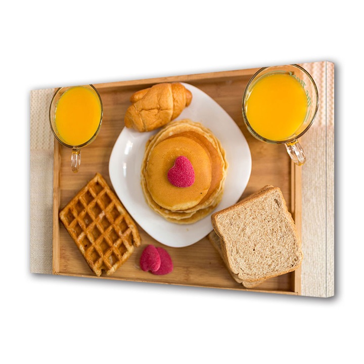 Tablou Canvas Luminos in intuneric VarioView LED, Vday, Mic dejun pentru indragostiti, 70 x 100 cm