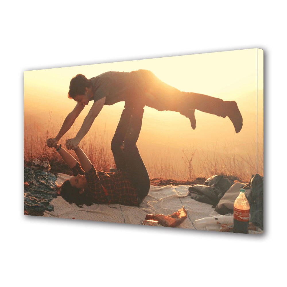 Tablou Canvas Luminos in intuneric VarioView LED, Vday, Exercitii de echilibru in cuplu, 40 x 60 cm