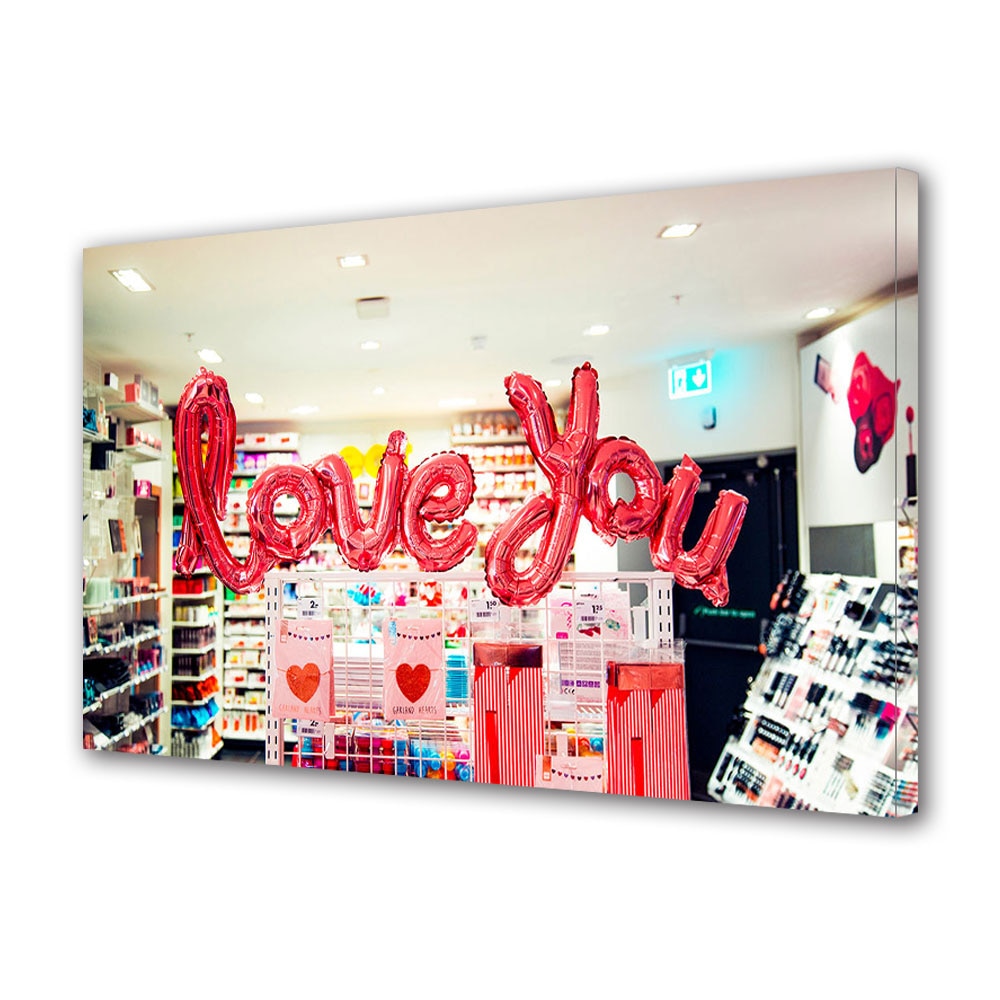 Tablou Canvas Luminos in intuneric VarioView LED, Vday, Iubire in magazin, 40 x 60 cm