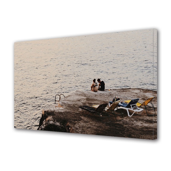 Tablou Canvas Luminos in intuneric VarioView LED, Vday, Plaja privata pentru cupluri, 70 x 100 cm