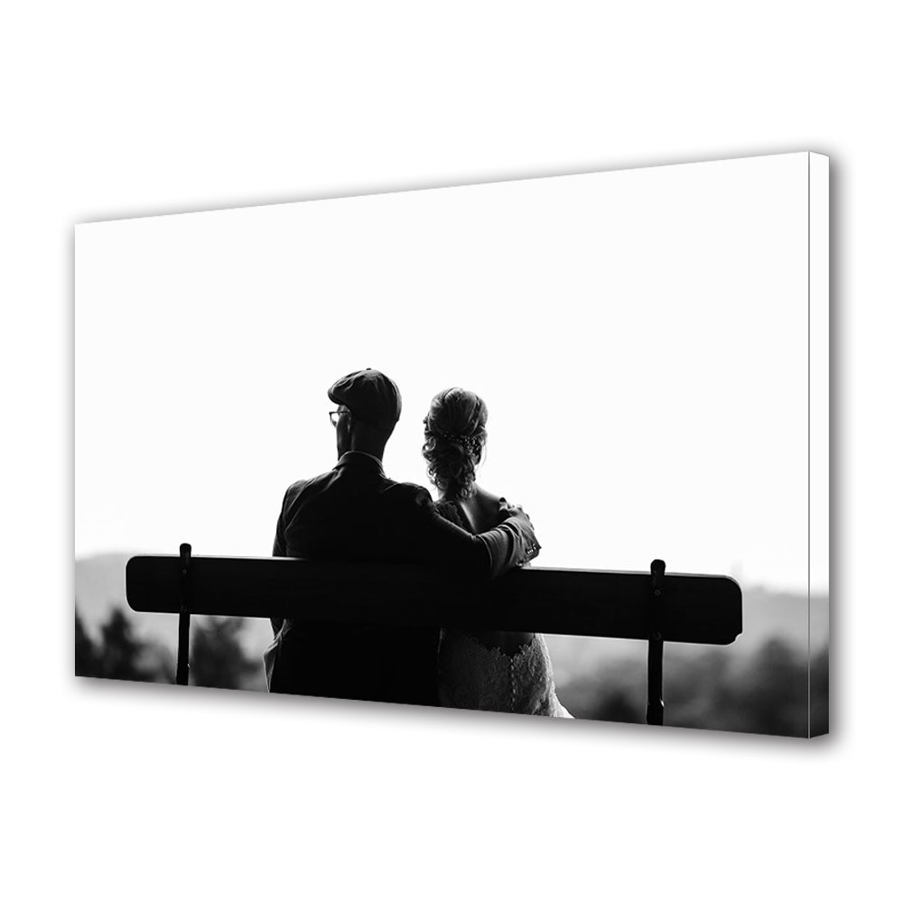 Tablou Canvas Luminos in intuneric VarioView LED, Vday, Cadru cuplu pe banca, 30 x 45 cm