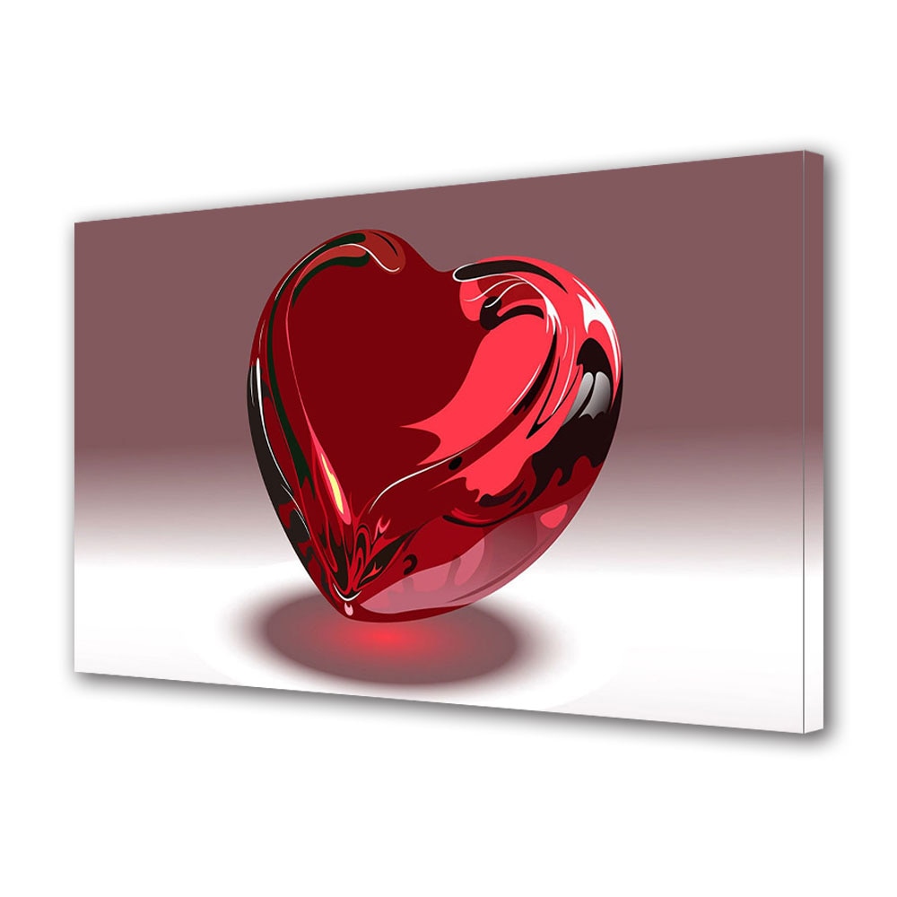 Tablou Canvas Luminos in intuneric VarioView LED, Vday, Inima rosie din sticla, 30 x 45 cm