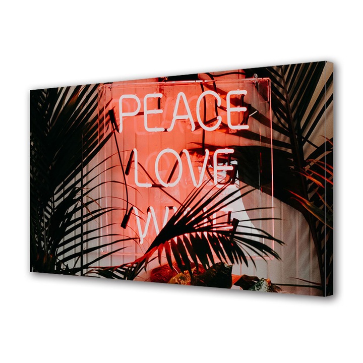 Tablou Canvas Luminos in intuneric VarioView LED, Vday, Pace si iubire, 70 x 100 cm