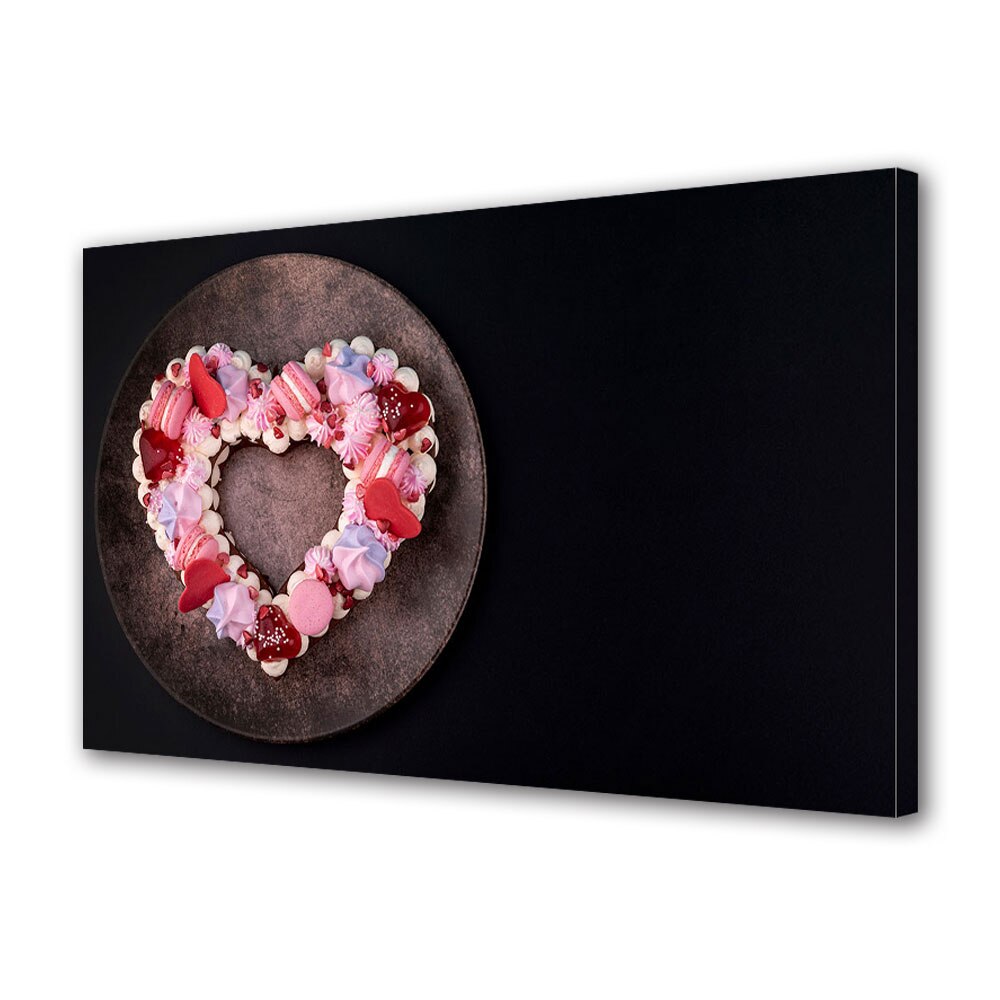 Tablou Canvas Luminos in intuneric VarioView LED, Vday, Prajitura in forma de inimioara, 30 x 45 cm