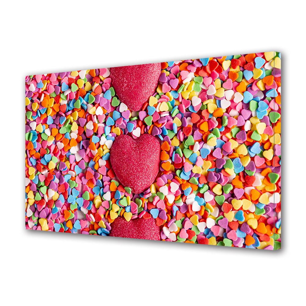 Tablou Canvas Luminos in intuneric VarioView LED, Vday, Inimi mari si multe inimioare colorate, 40 x 60 cm