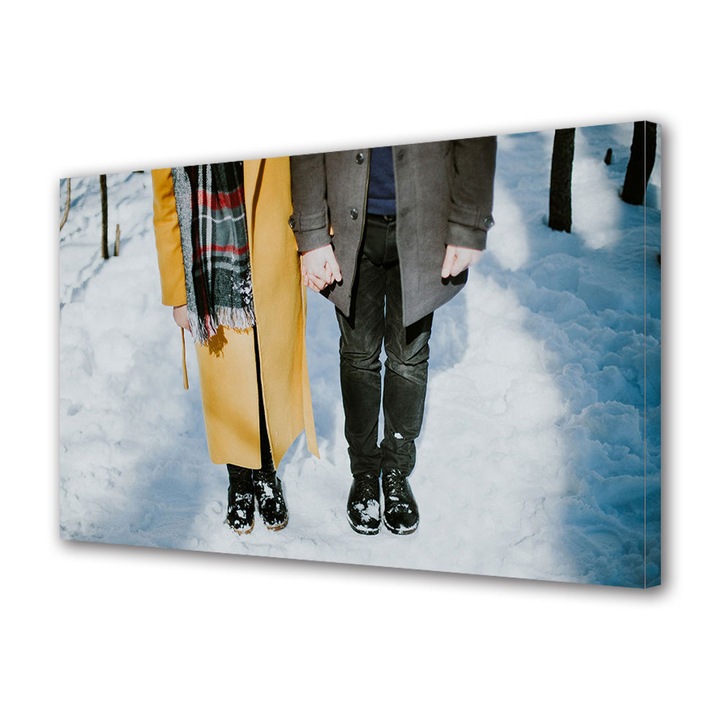 Tablou Canvas Luminos in intuneric VarioView LED, Vday, Poza vintage cuplu in zapada, 40 x 60 cm