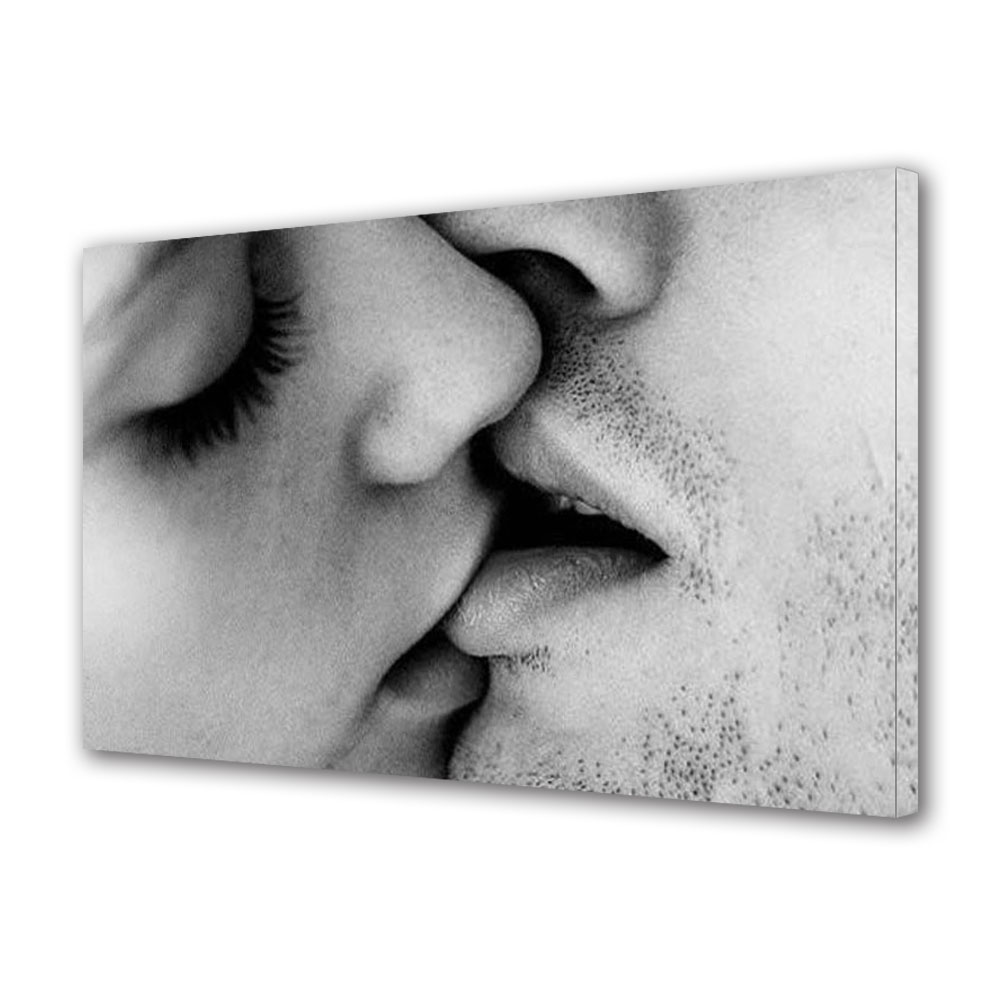Tablou Canvas Luminos in intuneric VarioView LED, Vday, Sarut in detaliu, 30 x 45 cm