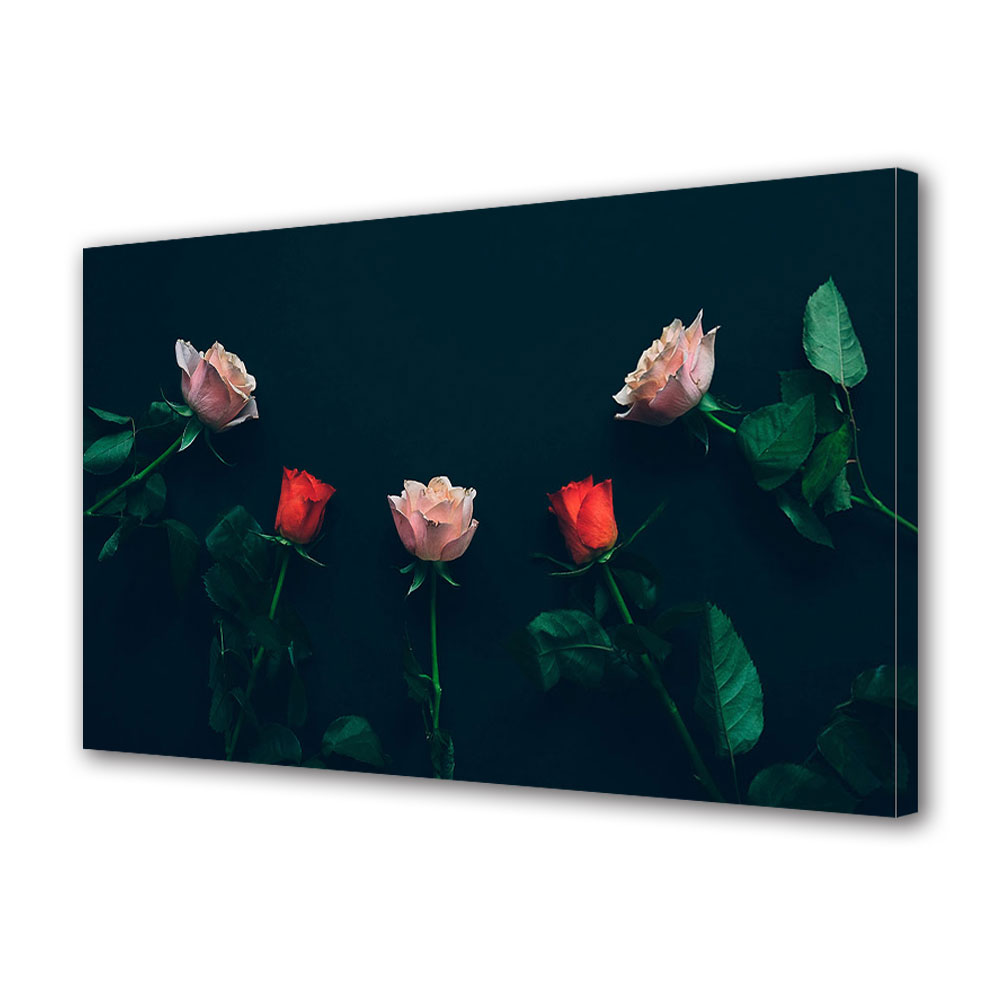 Tablou Canvas Luminos in intuneric VarioView LED, Vday, Trandafiri pe fundal negru, 40 x 60 cm