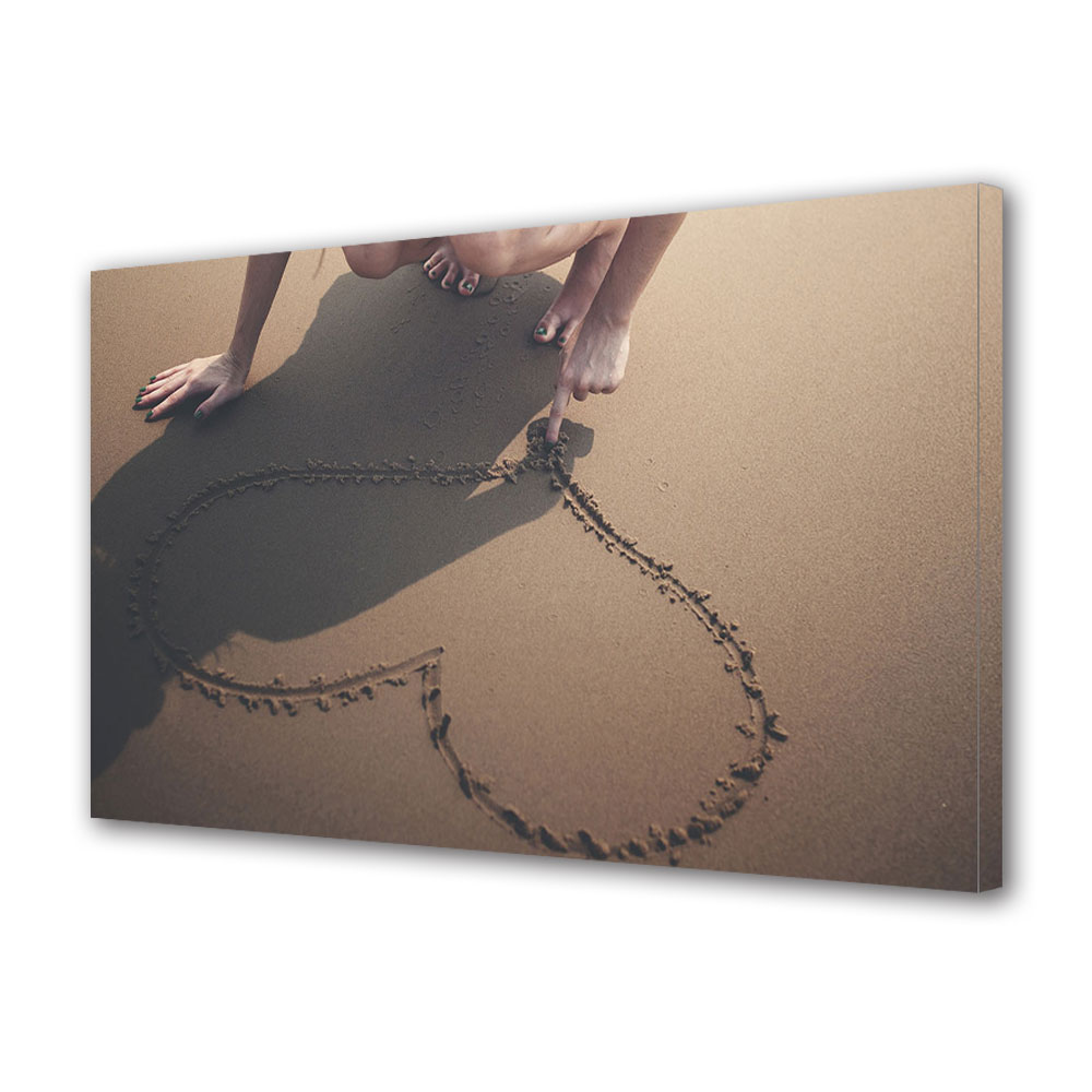Tablou Canvas Luminos in intuneric VarioView LED, Vday, Inima desenata in nisip, 40 x 60 cm