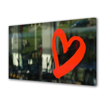 Tablou Canvas Luminos in intuneric VarioView LED, Vday, Inima rosie pe geam, 30 x 45 cm Tablou Canvas Luminos in intuneric VarioView LED, Vday, Inima rosie pe geam, 30 x 45 cm