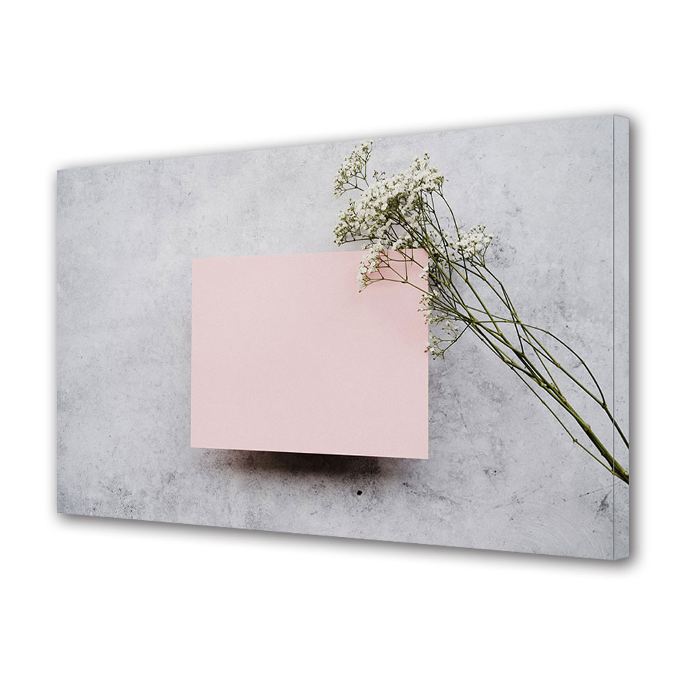Tablou Canvas Luminos in intuneric VarioView LED, Vday, Scrisoare roz si floricele, 30 x 45 cm