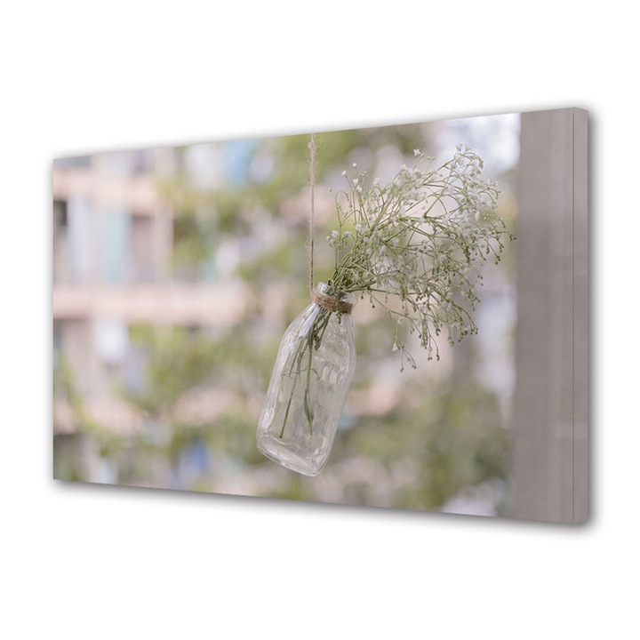 Tablou Canvas Luminos in intuneric VarioView LED, Vday, Floare agatata in borcan, 70 x 100 cm