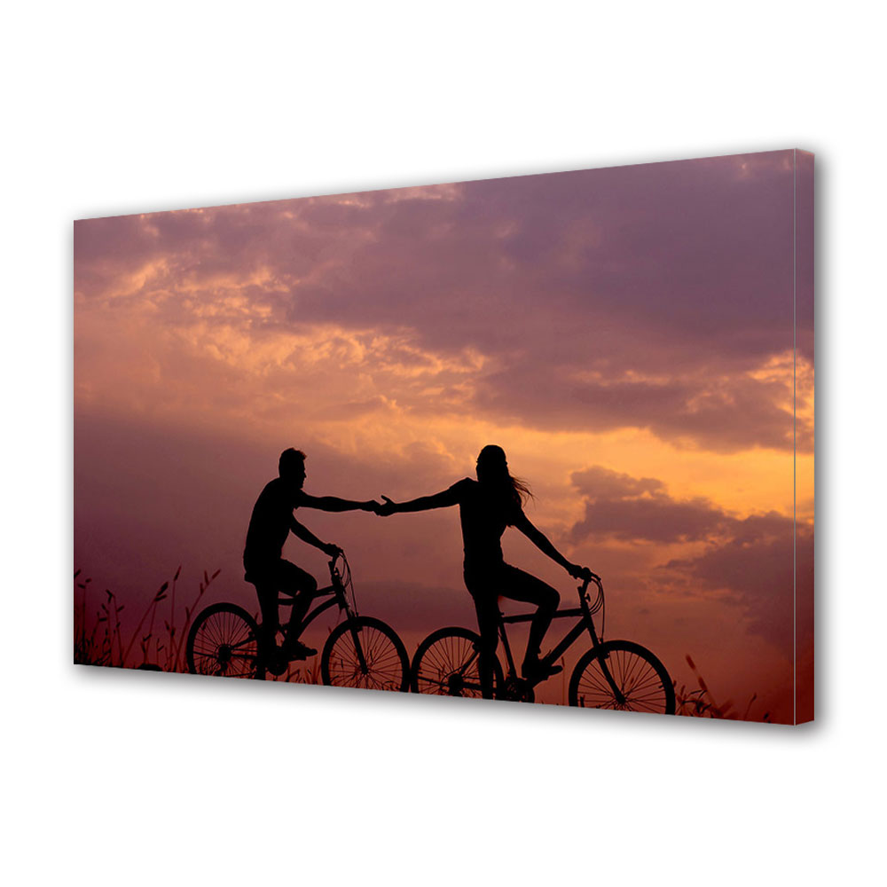 Tablou Canvas Luminos in intuneric VarioView LED, Vday, De mana si pe biciclete, 30 x 45 cm