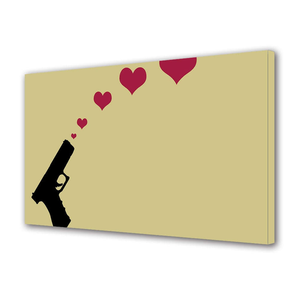 Tablou Canvas Luminos in intuneric VarioView LED, Vday, Pistolul cu inimioare, 40 x 60 cm