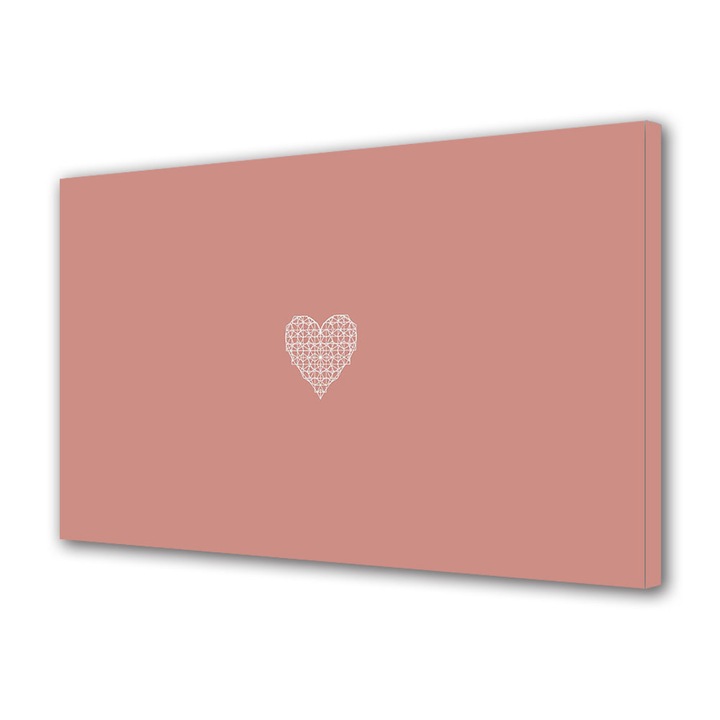 Tablou Canvas Luminos in intuneric VarioView LED, Vday, Inima pe fundal roz, 70 x 100 cm