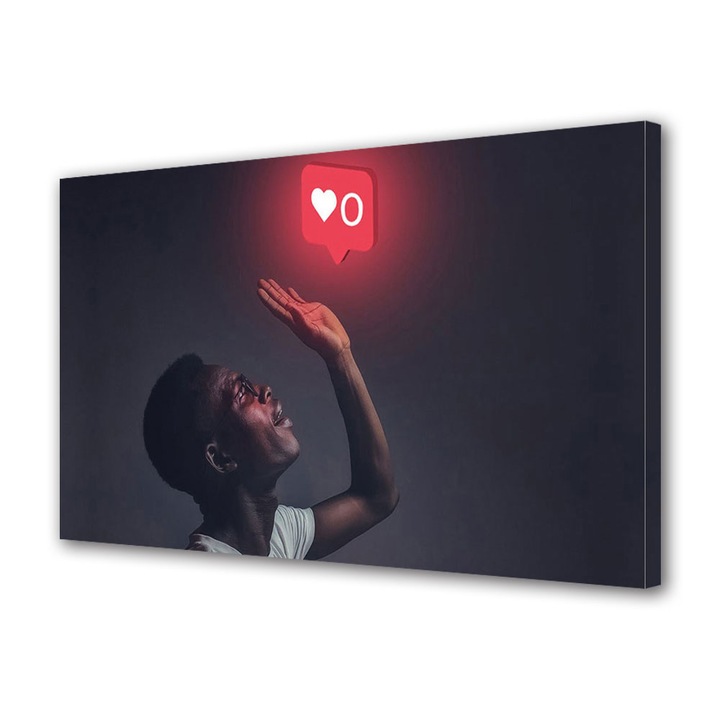 Tablou Canvas Luminos in intuneric VarioView LED, Vday, Niciun like, 70 x 100 cm