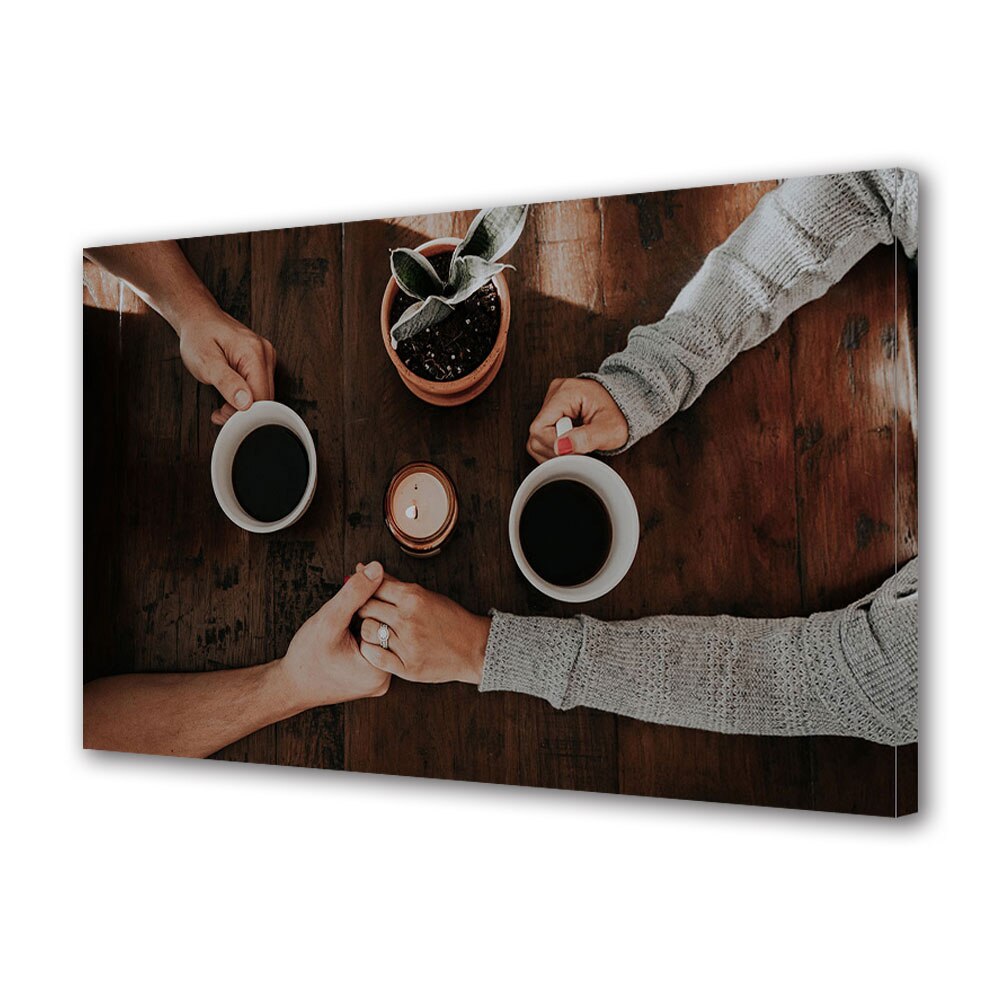 Tablou Canvas Luminos in intuneric VarioView LED, Vday, Cafele intre indragostiti, 30 x 45 cm