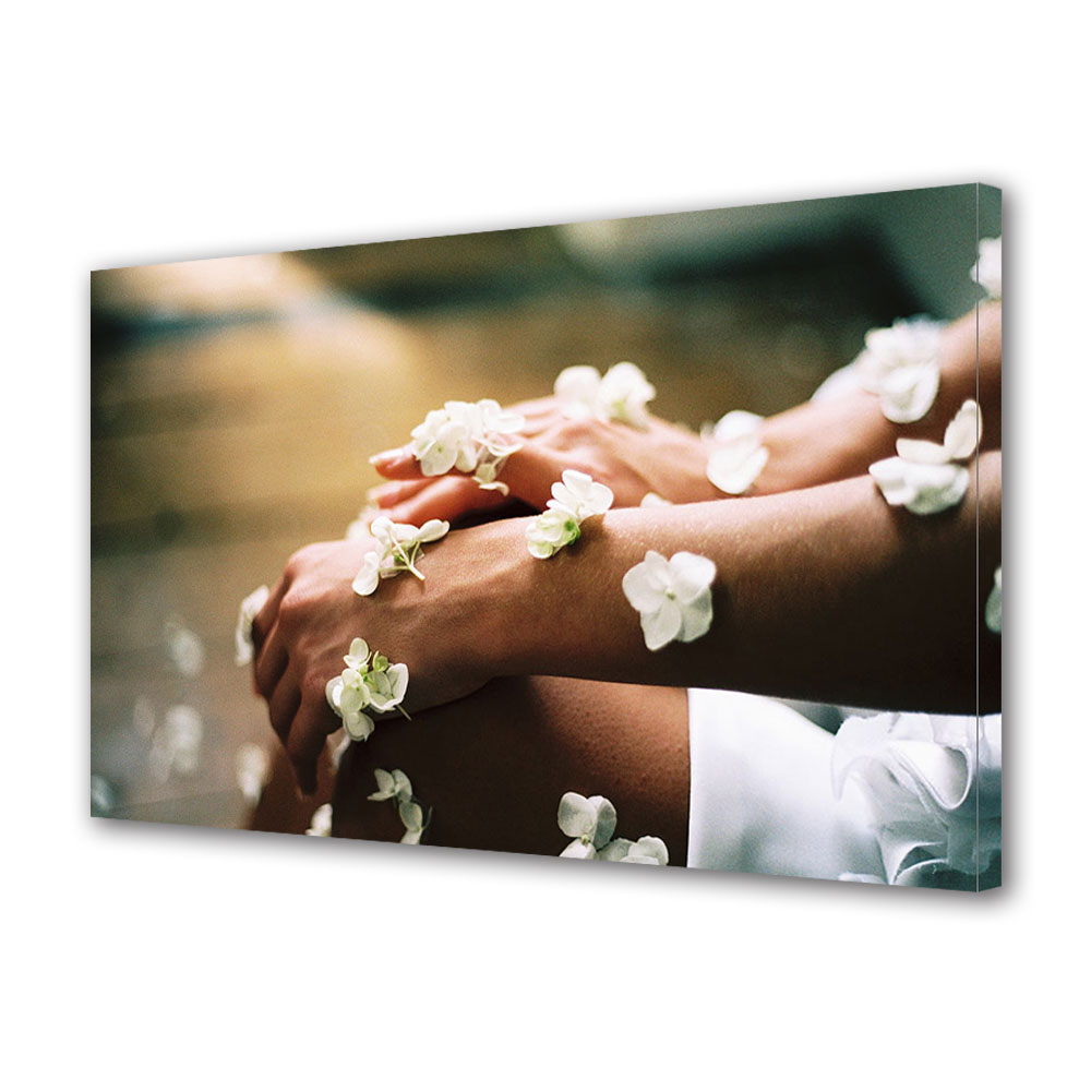Tablou Canvas Luminos in intuneric VarioView LED, Vday, Maini impreunate cu flori, 40 x 60 cm