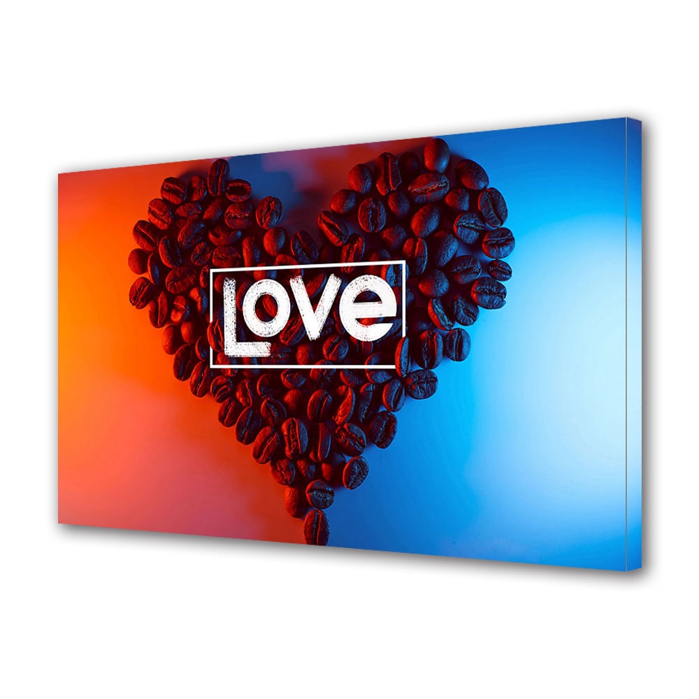 Tablou Canvas Luminos in intuneric VarioView LED, Vday, Iubire pentru cafea, 40 x 60 cm