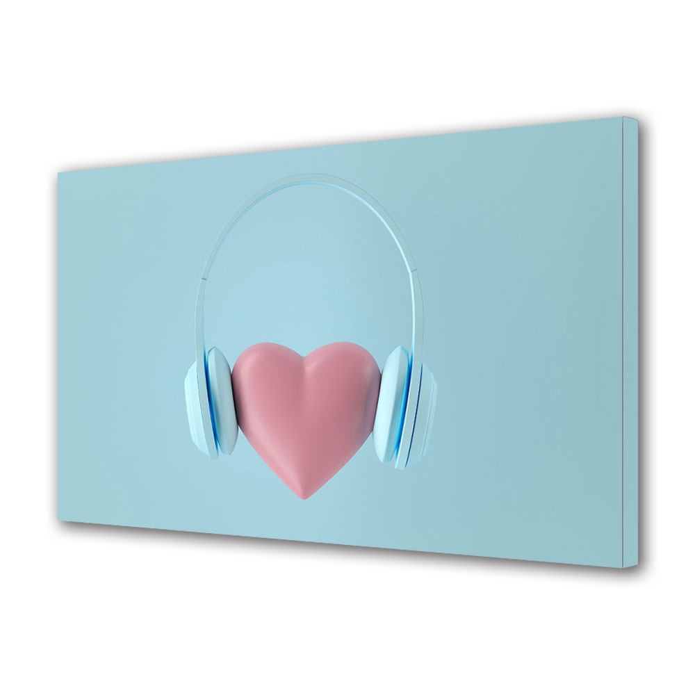 Tablou Canvas Luminos in intuneric VarioView LED, Vday, Inima cu casti, 30 x 45 cm