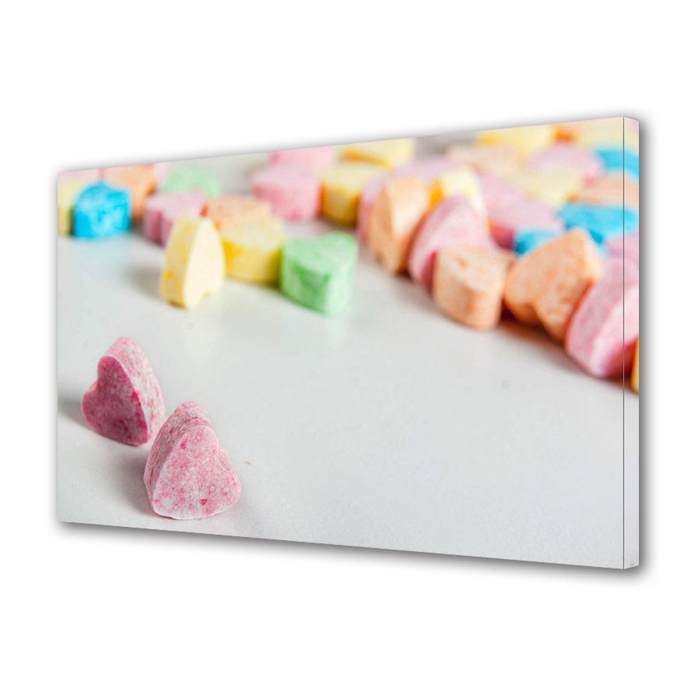 Tablou Canvas Luminos in intuneric VarioView LED, Vday, Dulciuri inimi colorate, 30 x 45 cm