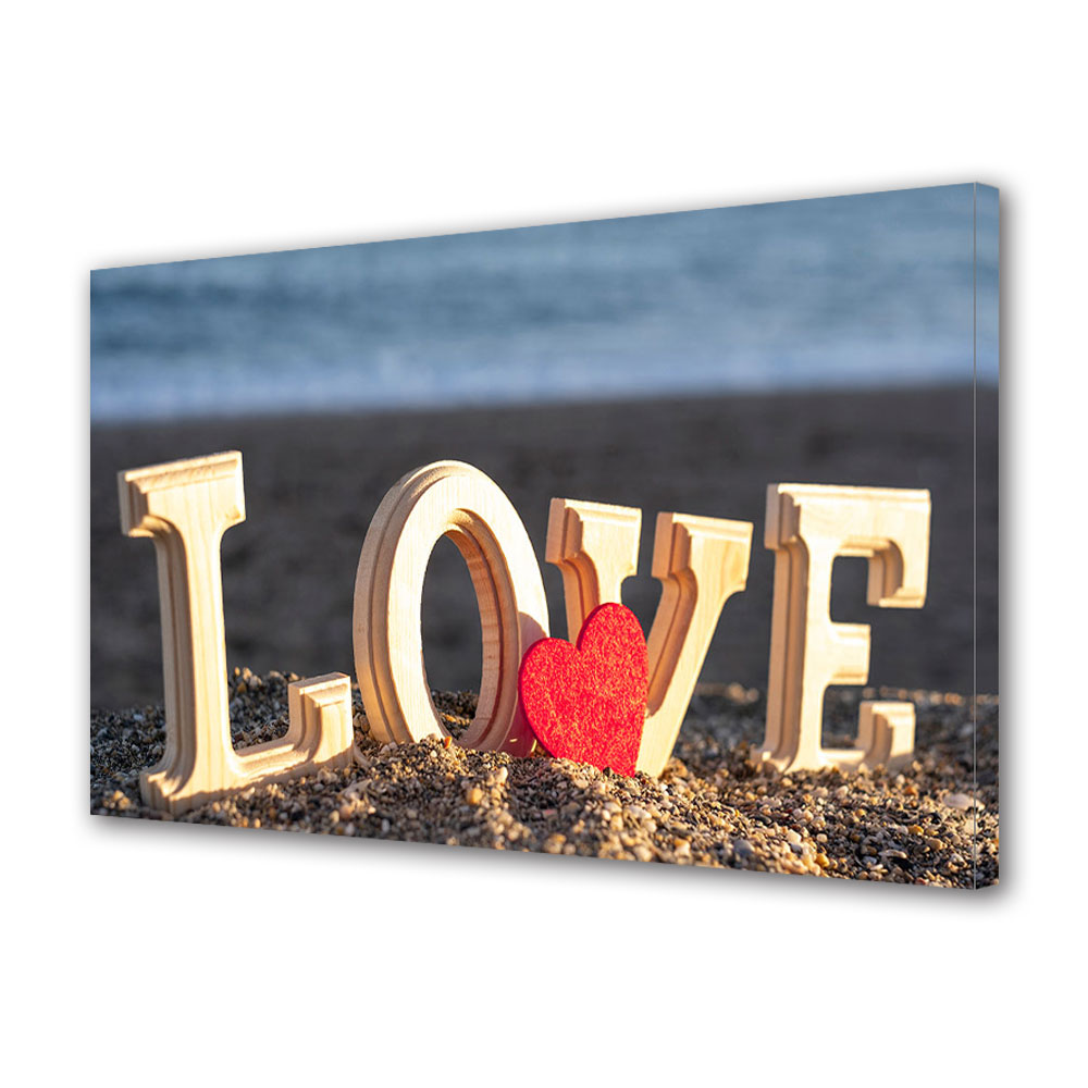 Tablou Canvas Luminos in intuneric VarioView LED, Vday, Dragoste pe nisip, 30 x 45 cm