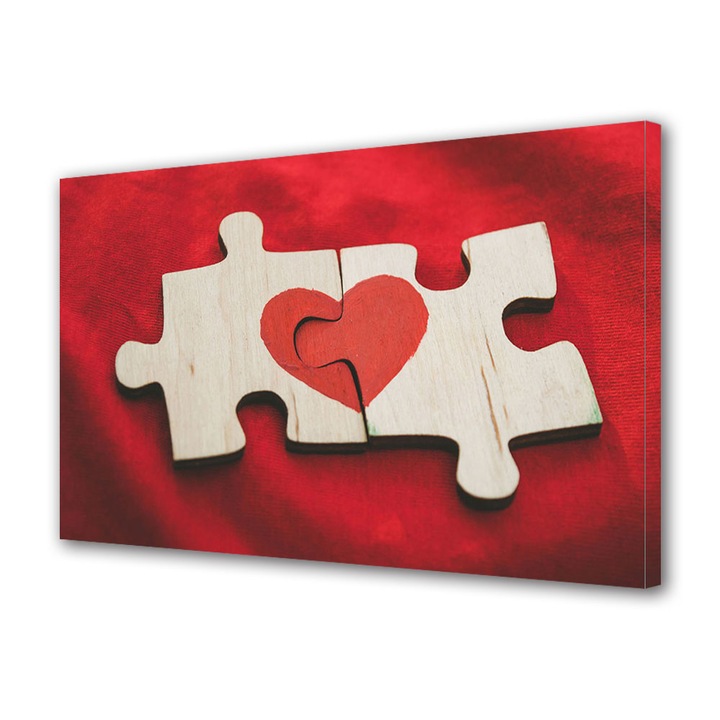 Tablou Canvas Luminos in intuneric VarioView LED, Vday, Puzzle inima, 70 x 100 cm
