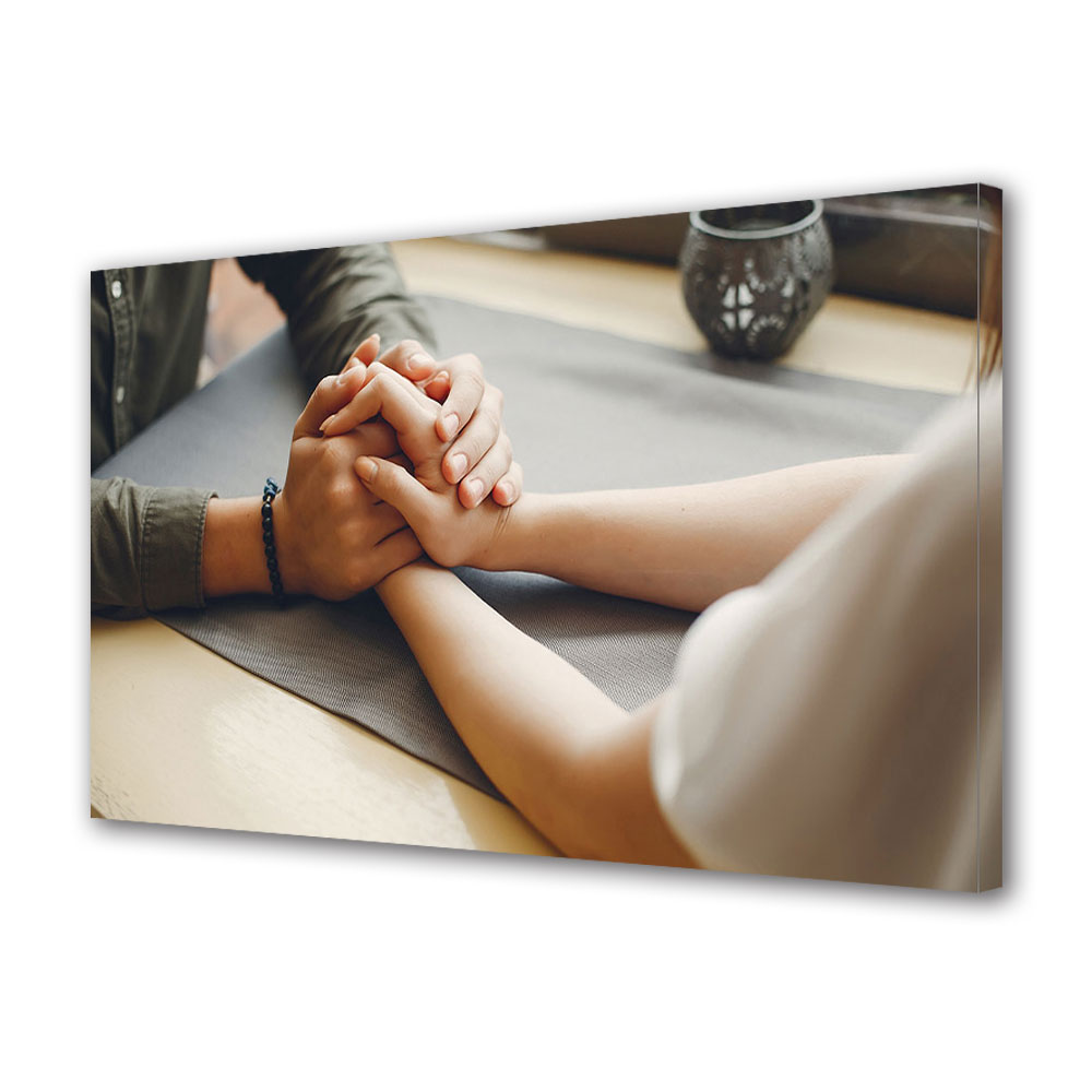Tablou Canvas Luminos in intuneric VarioView LED, Vday, Maini impreunate la masa, 40 x 60 cm