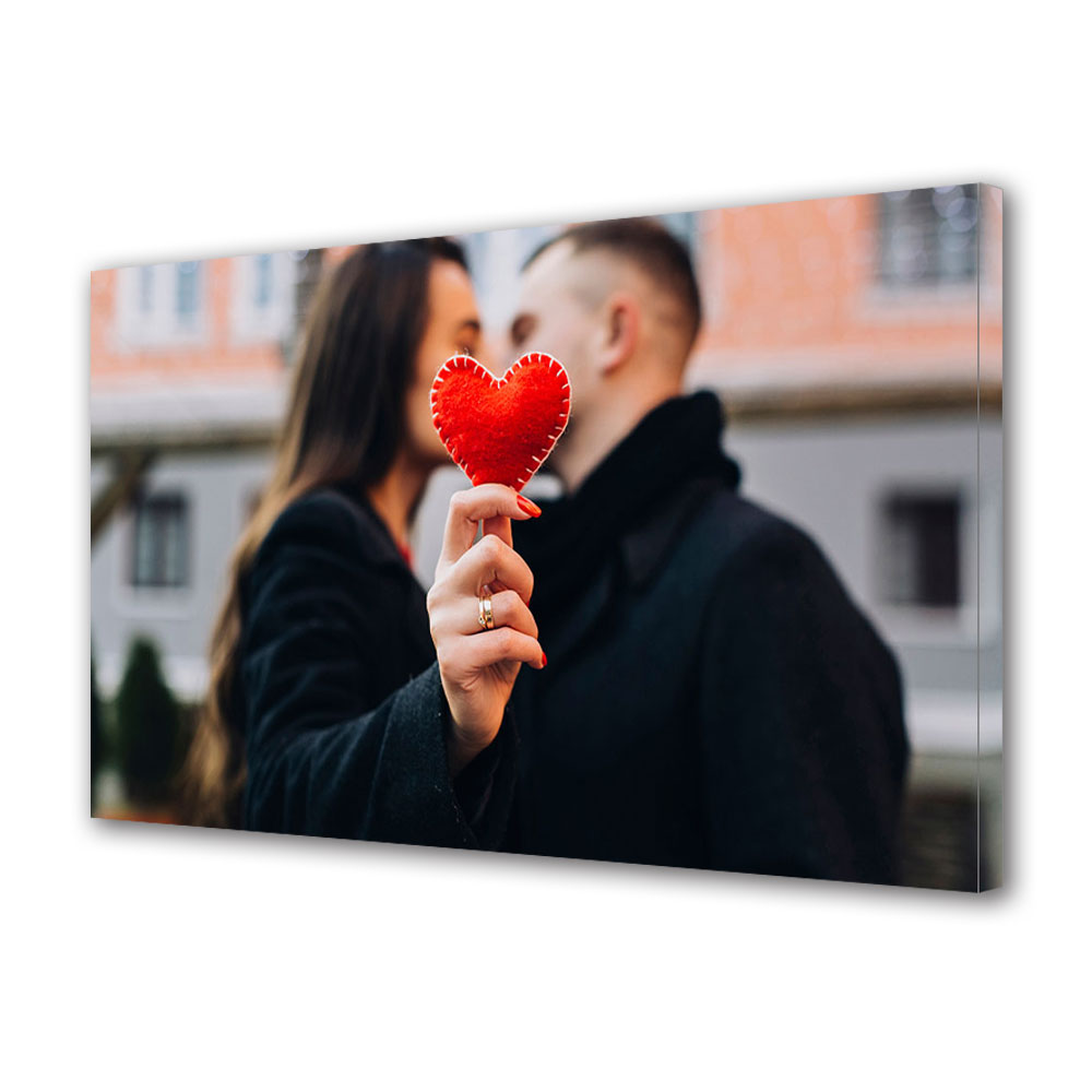 Tablou Canvas Luminos in intuneric VarioView LED, Vday, Sarut in dreptul inimii, 40 x 60 cm