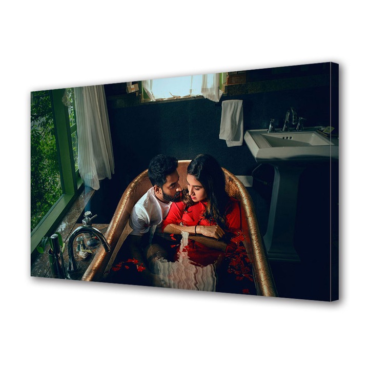 Tablou Canvas Luminos in intuneric VarioView LED, Vday, Cuplu in cada, 70 x 100 cm