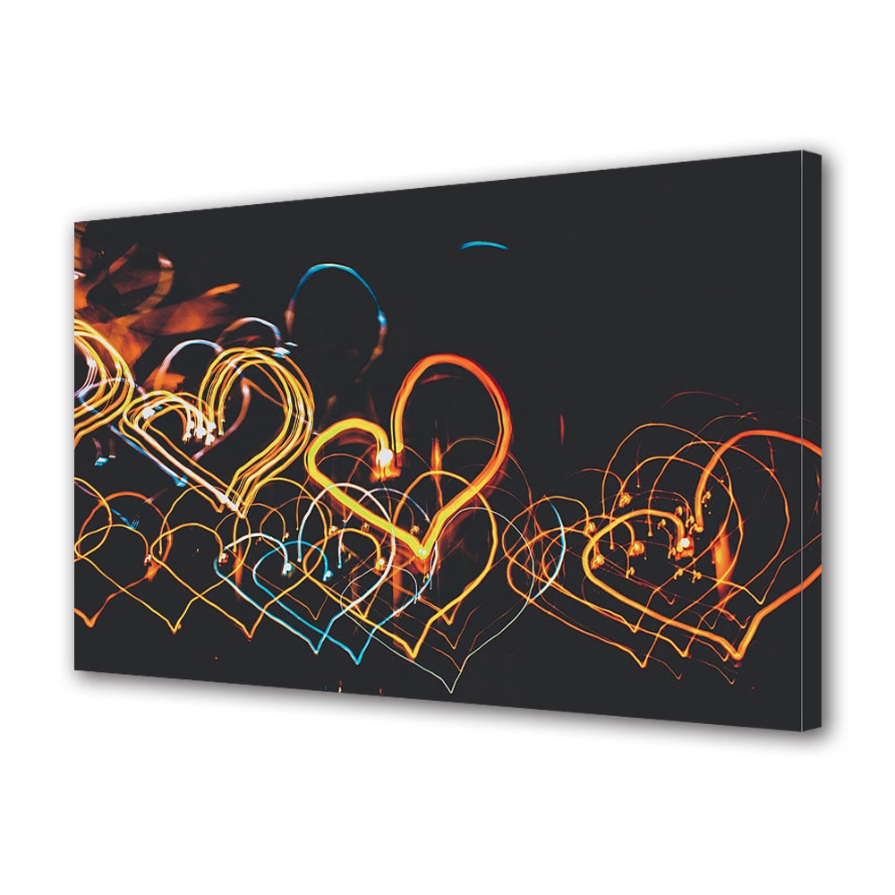 Tablou Canvas Luminos in intuneric VarioView LED, Vday, Inimi in lumini neon, 30 x 45 cm