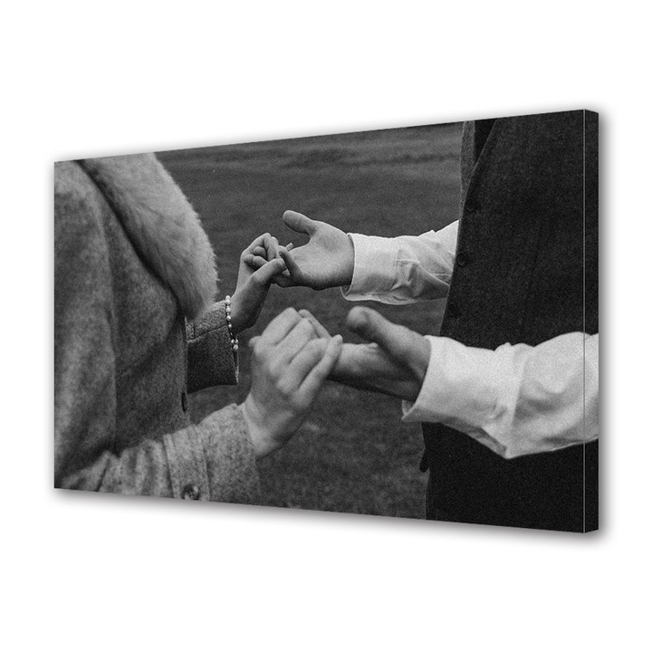 Tablou Canvas Luminos in intuneric VarioView LED, Vday, Atingere intre maini, 70 x 100 cm