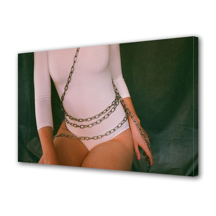 Tablou Canvas Luminos in intuneric VarioView LED, Vday, Corp femeie in alb, 70 x 100 cm